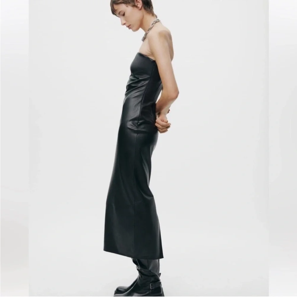 Zara faux leather midi dress - Picture 8 of 16